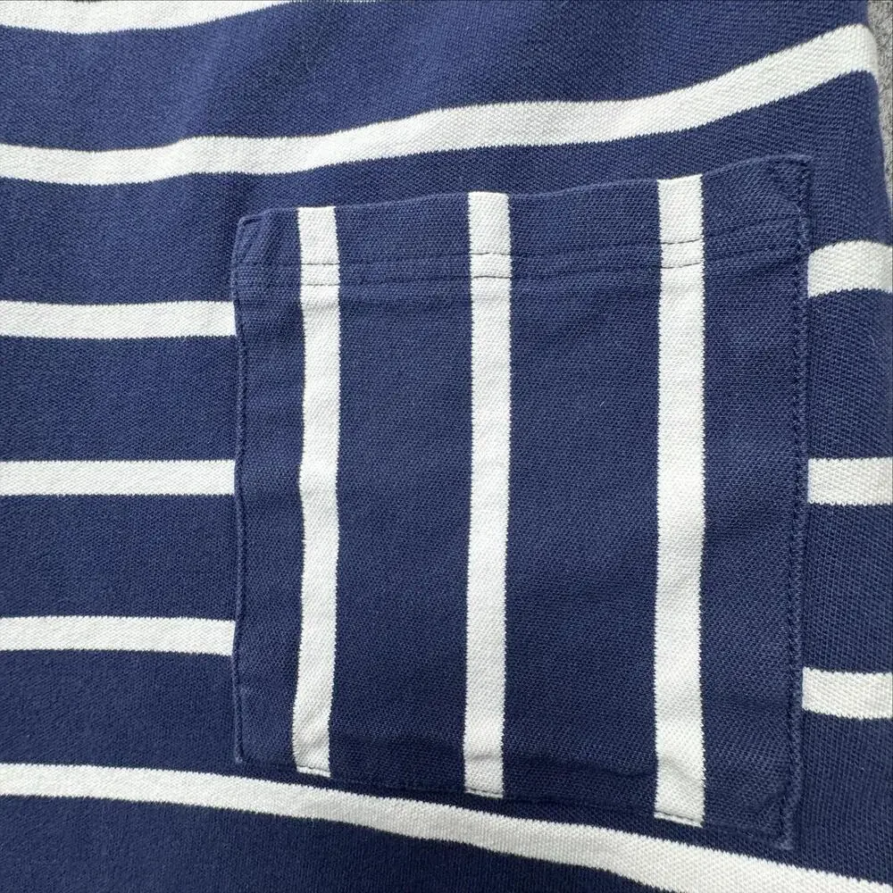 Vineyard Vines Dress Girls 6/6X Blue Striped Sleeveless Shift Pockets Whale Logo
